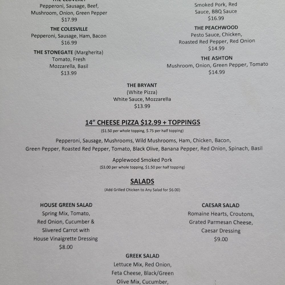 Bear Brick Oven Pizza - Menu on day 1. - Pizza Near Me - Silver Spring, Maryland