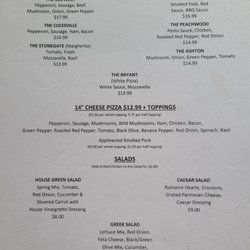 Menu on day 1.