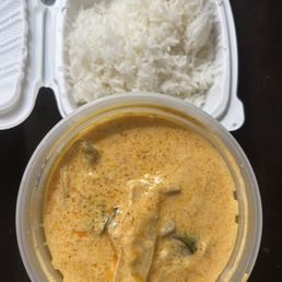 Red chicken curry with jasmine rice. Mmmmm!!