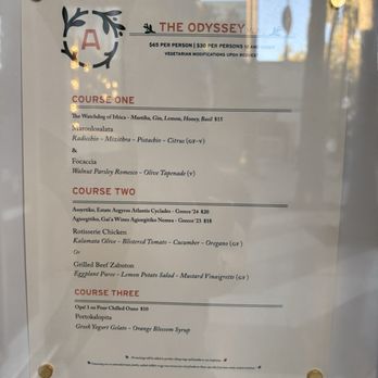 Aiona - The Odyssey menu - Mediterranean Near Me - Sacramento, California