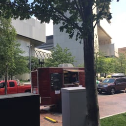 Little red trailer, usually parked on Atlantic Ave just beyond South Station by greenway. NOT with other food trucks in Dewey Sq