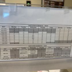 Adelanto Detention Facility - new visiting schedule for East Wing and West Wing effective immediately 8/30/2025