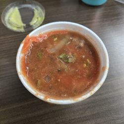 Moldy salsa. Got three salsas. One was fresh. One was moldy. The last one was rancid.