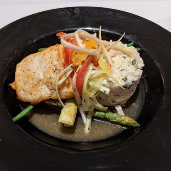 Cielo Restaurant - Halibut with Garlic Parmesan Risotto - New American Near Me - Sanibel, Florida Cielo Restaurant - Halibut with Garlic Parmesan Risotto - New American Near Me - Sanibel, Florida