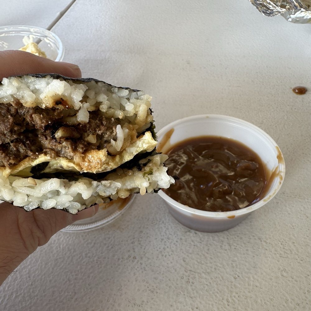 Loco moco musubi with gravy