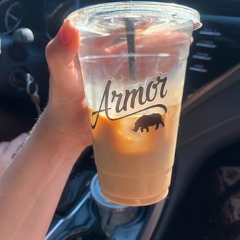 Armor Coffee - iced milk with one shot of expresso in a large cup for no reason. - Coffee & Tea Near Me - Allen, Texas Armor Coffee - iced milk with one shot of expresso in a large cup for no reason. - Coffee & Tea Near Me - Allen, Texas