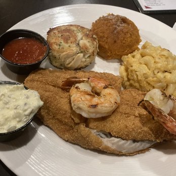 Della J's Delectables - Fried seafood platter with so called colossal crab cake - Southern Near Me - Alexandria, Virginia