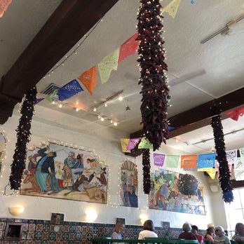 Cafe Pasqual's - Colorful and lively ambiance with red-pepper light fixtures! - Vegetarian Near Me - Santa Fe, New Mexico