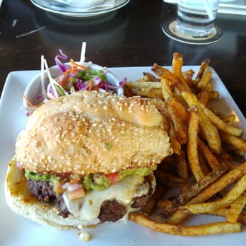 Bowman's Bar & Grill - Fiesta burger with spicy fries. Slaw on the side. - Bars Near Me - Ottawa, Ontario Bowman's Bar & Grill - Fiesta burger with spicy fries. Slaw on the side. - Bars Near Me - Ottawa, Ontario