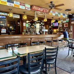 Inside - old school bar with interesting license plates as art