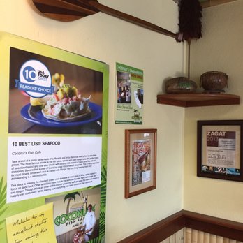 Coconuts Fish Cafe - Accolades on the wall inside restaurant - Seafood Near Me - Kihei, Hawaii