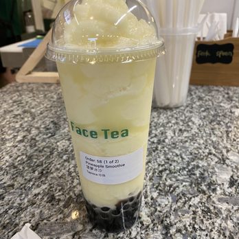 Face Tea - Pineapple smoothie tea with boba - Bubble Tea Near Me - Lake Mary, Florida Face Tea - Pineapple smoothie tea with boba - Bubble Tea Near Me - Lake Mary, Florida