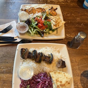 Luna Grill Cerritos - Chicken Kabob and Bistro Beef Kabob Plate - Mediterranean Near Me - Cerritos, California