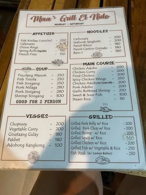 Menu photo 2 Maa's Grill El Nido, PLW