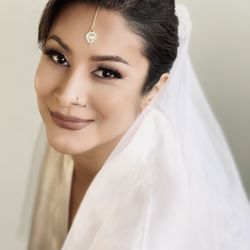 Black Box Artistry - Bridal natural soft glam makeup, low chignon with veil