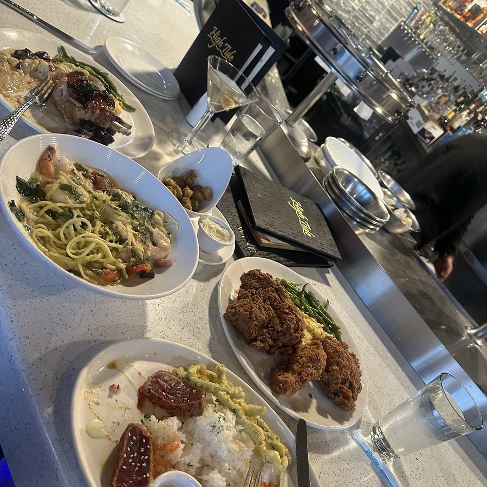High Tide - Double Pork Chop, Shrimp Scampi Steam Pot, Buttermilk Fried Chicken, Fried okra and Seared ahi tuna - Seafood Near Me - Gilbert, Arizona High Tide - Double Pork Chop, Shrimp Scampi Steam Pot, Buttermilk Fried Chicken, Fried okra and Seared ahi tuna - Seafood Near Me - Gilbert, Arizona
