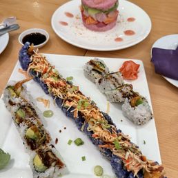 Dynamite roll, Somo samurai roll, Flower Tower - all average tasting rolls but overpriced! Dynamite roll, Somo samurai roll, Flower Tower - all average tasting rolls but overpriced!