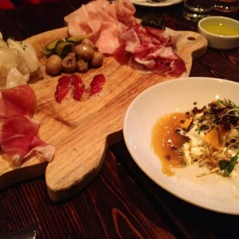 Coppa Enoteca - salumi platter with all the prosciutto options, lardo and mortadella. Also the burrata on the right was my favorite dish. - Italian Near Me - Boston, Massachusetts
