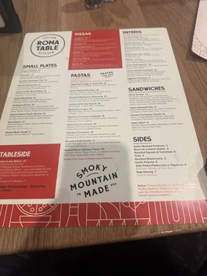 Menu photo 1 Roma Table Sevierville, TN