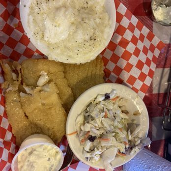 Biscuits - Fish & Chips, ( I switched out the chips for grits) - American Near Me - Tempe, Arizona