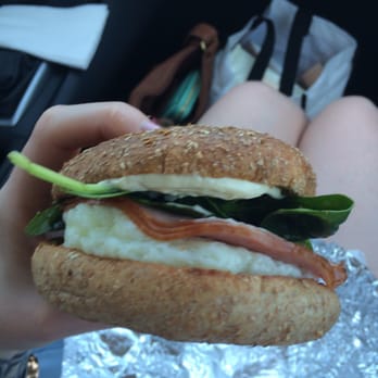 Lulu's Coffee and Bagel - Whole wheat bagel, spinach, egg whites, ham and lulu sauce. - Coffee & Tea Near Me - Lawton, Oklahoma