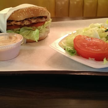 Douglas - Charbroiled Chicken Breast sandwich with a small dinner salad - Burgers Near Me - Whittier, California Douglas - Charbroiled Chicken Breast sandwich with a small dinner salad - Burgers Near Me - Whittier, California
