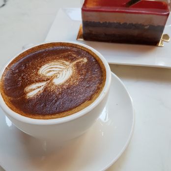 La Forêt - Cinnamon hazlenut latte, vanilla lavender latte, raspberry dark chocolate mousse, and lemon tart. - Coffee & Tea Near Me - Burnaby, British Columbia La Forêt - Cinnamon hazlenut latte, vanilla lavender latte, raspberry dark chocolate mousse, and lemon tart. - Coffee & Tea Near Me - Burnaby, British Columbia