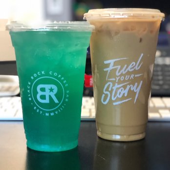 Black Rock Coffee Bar - Large Iced Toffee Nut w/ Oat Milk & Medium Teal Infusion Fuel - Coffee & Tea Near Me - Katy, Texas