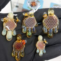 Marley's House Smoke Shop - American glass Artist Joe Peters, Honeycomb Pendants