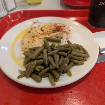 Mehlman's Cafeteria - Whitefish and nasty canned green beans - Cafeteria Near Me - Saint Clairsville, Ohio