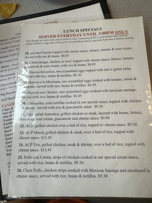 Menu photo 5 Las Palmas Mexican Grill Raeford, NC