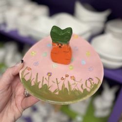 Pea Poddery - My niece painted the Easter plate and I painted the cat planter.