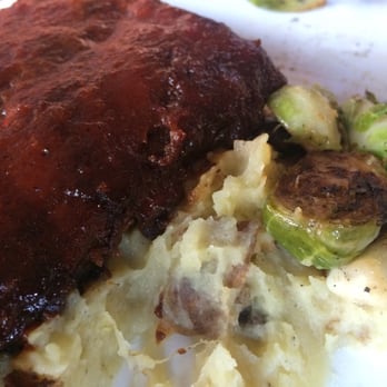 Caleb & Broad - Dry Rub Rib with mash and Brussels - Bars Near Me - Newport, Rhode Island Caleb & Broad - Dry Rub Rib with mash and Brussels - Bars Near Me - Newport, Rhode Island