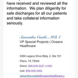 Oceans Behavioral Hospital of Waco - Email from CEO ensuring my son's safe discharge, but then turning around and discharging him back to his abusive grandmother.