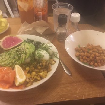 Cafe Madeline - Kale spinach cauliflower and mushroom sauté boiled eggs side of avocado and smoked salmon and chic peas #customorder#breakfastbrunch - Breakfast & Brunch Near Me - Brooklyn, New York Cafe Madeline - Kale spinach cauliflower and mushroom sauté boiled eggs side of avocado and smoked salmon and chic peas #customorder#breakfastbrunch - Breakfast & Brunch Near Me - Brooklyn, New York