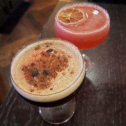 Espresso martini (not the tiramisu one, just a regular one) and a Stella dolce mocktail Espresso martini (not the tiramisu one, just a regular one) and a Stella dolce mocktail