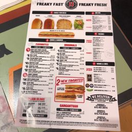 a menu for a fast food restaurant
