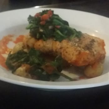 Havana Cafe - Salmon with spinach and roasted garlic potatoes. (May look small but it was fufilling) - Cuban Near Me - Bronx, New York Havana Cafe - Salmon with spinach and roasted garlic potatoes. (May look small but it was fufilling) - Cuban Near Me - Bronx, New York