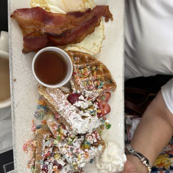 The Maple Bar Cafe - Fruity Pebbles Waffle - Breakfast & Brunch Near Me - Suisun City, California