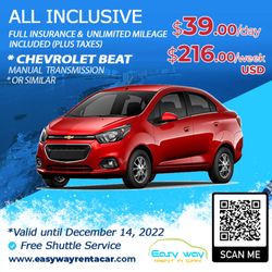 Easy Way Rent a Car - All Inclusive Cheapest Car Rental in Cancun. Chevrolet Beat - Manual Transmission