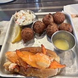 Lobster roll and hush puppies Lobster roll and hush puppies