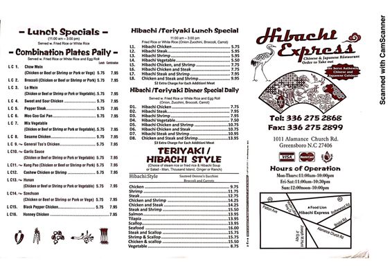 Menu photo 6 Hibachi Express Greensboro, NC