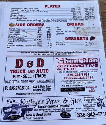 Menu photo 2 Chris's Graham, NC