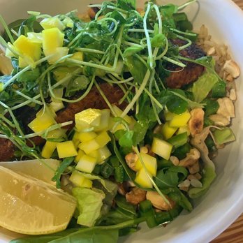 Hooked Market & Kitchen - Blackened salmon bowl . Tiny piece of salmon. 18 $ - Seafood Near Me - Latham, New York Hooked Market & Kitchen - Blackened salmon bowl . Tiny piece of salmon. 18 $ - Seafood Near Me - Latham, New York