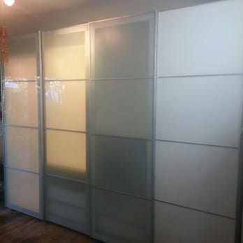 Ikea Pax Extended Wardrobe With Sliding Doors Glass Panels