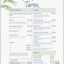 Springbrook Tavern - Menu