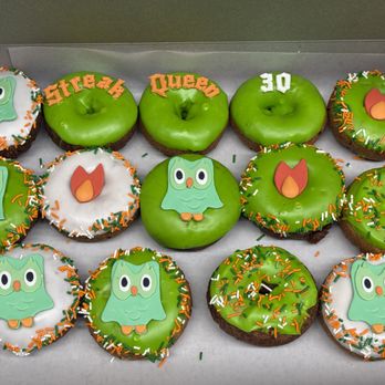 Mama's Donuts - 30th birthday custom donuts and Duolingo streak celebration! YUM! - Donuts Near Me - Van Nuys, California