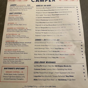 Camper - Menu - Drinks, December 2024 - New American Near Me - Menlo Park, California Camper - Menu - Drinks, December 2024 - New American Near Me - Menlo Park, California