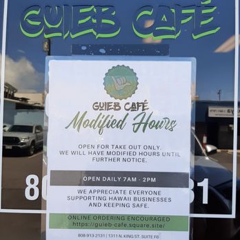 Guieb Cafe - The modified business hours for Guieb Cafe due to Covid-19, as of (9-23-2020). - New American Near Me - Honolulu, Hawaii