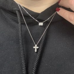 Giorgio Conti Jewelers - Custom solitaire pendant, cross purchased from their case.
